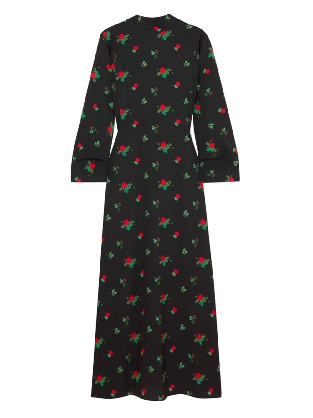 Bernadette Black Floral Long Sleeve Maxi Dress with Red Rose Print
